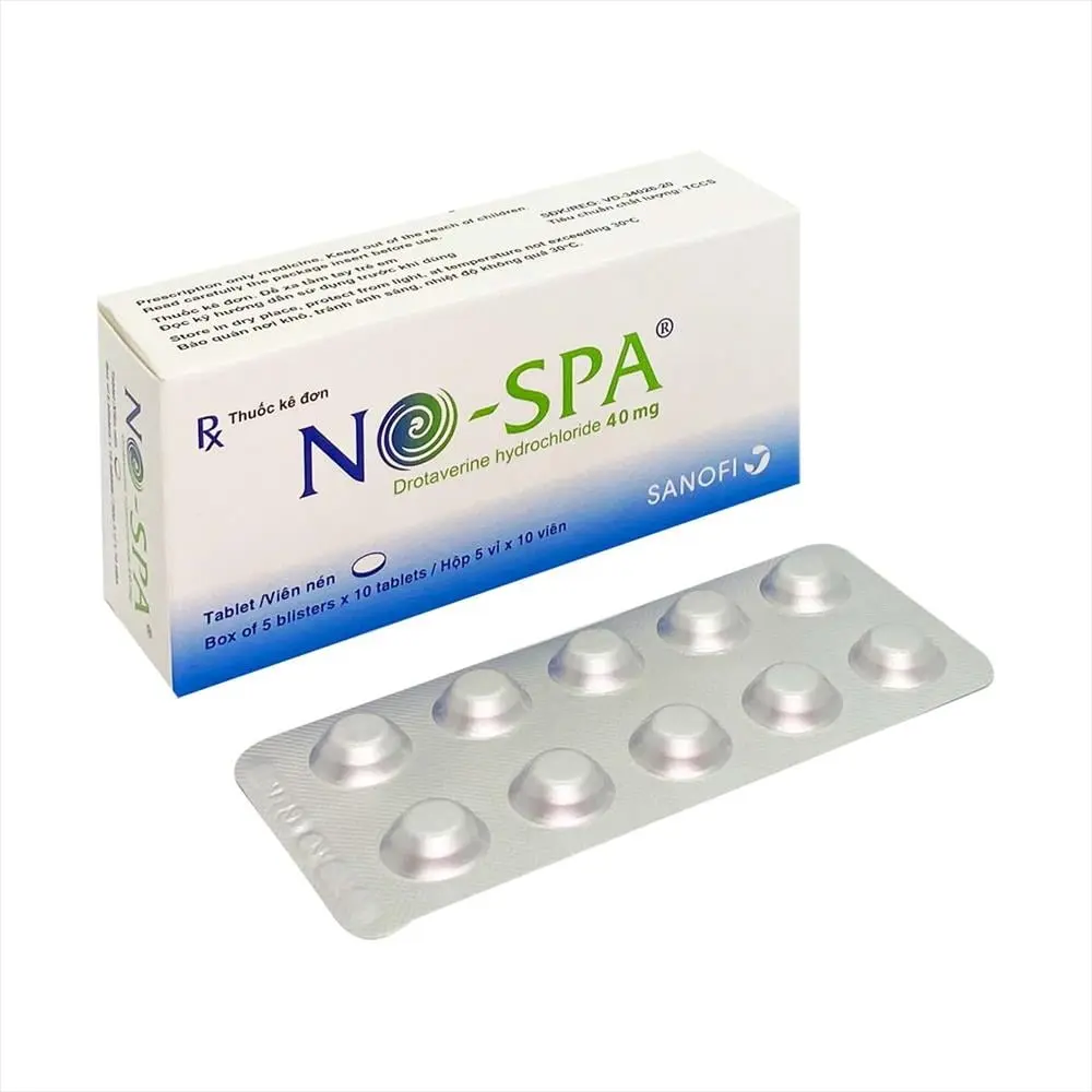 No-spa 40mg Sanofi điều trị co thắt cơ trơn, sỏi túi mật, sỏi ống mật (5 vỉ x 10 viên)